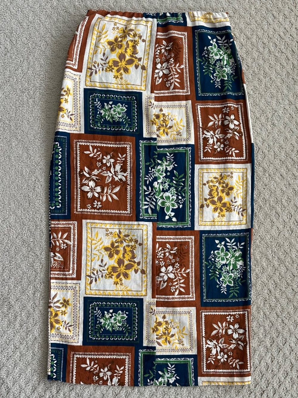 House of Harlow 1960 Linen Floral Patchwork Faux Wrap Midi Skirt Small Boho - Picture 8 of 13